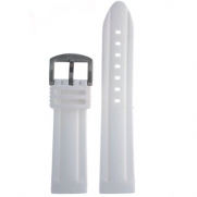 Watch Band Mens White Silicone Rubber Heavy Stainless Steel Buckle Fits 22 millimeters