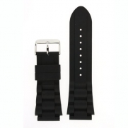 Watch Band Silicone Rubber Link Heavy Black Strap Waterproof Stainless Buckle 20 millimeters