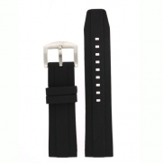 Watch Band Silicone Rubber Heavy Black Strap Waterproof Stainless Buckle 24 millimeters