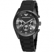 Emporio Armani Men's AR5889 Sport Chronograph Silicone Accent Black Dial Watch