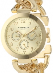 Akribos XXIV Women's AK564YG Multi-Function Mesh Link Bracelet Watch
