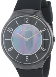 August Steiner Men's AS8054BK Slim Ceramic Mother-Of-Pearl Quartz Strap Watch