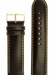 Men's Polished Italian Leather Watchband Black 22mm Watch Band - by JP Leatherworks