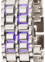 GGI International Men's Mled-Lava-SB Silver Stainless Steel Lava Blue LED Digital Bracelet Watch