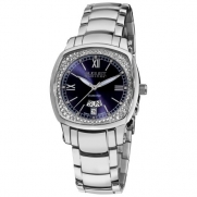 August Steiner Women's ASA816BU Day Date Diamond Swiss Quartz Watch