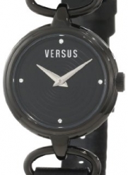 Versus by Versace Women's 3C67600000 Versus V Black IP Black Dial with Crystals Genuine Leather Watch