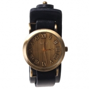 Yesurpriseweave Genuine Leather Vintage Multi Colors Roma Dial Unisex Women Quartz Wrist Watch Deep Blue