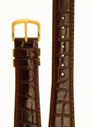 Men's Alligator Grain Watchband Brown 22mm Long Watch Band - by JP Leatherworks