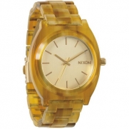 Nixon Time Teller Acetate Watch - Women's Champagne Gold/Amber, One Size