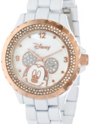 Disney Women's 58595 Mickey Mouse White Enamel Sparkle Watch with Rose Gold Bezel Watch