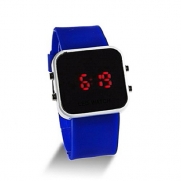 YKS Blue Luxury Sport Style LED Digital Watch With Mirror Surface Silicone for Lady Men