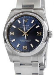Rolex Airking Blue Arabic Dial Domed Bezel Mens Watch 114200BLASO