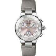 Cartier Women's W1020012 Chronoscaph Pink Sunburst Dial Watch