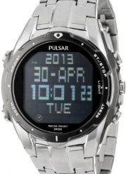 Pulsar Men's PQ2001 World Time Alarm Chronograph Silver-Tone Watch
