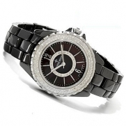 Diamant Rouge Women's Carousel Quartz Diamond Accent Mother-of-Pearl Dial Ceramic Watch - Black