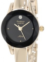 Armitron Women's 75/2433BKGP Diamond-Accented Gold-Tone Bangle Watch