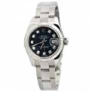 Rolex Womens Diamond Datejust Stainless Steel Watch 179174