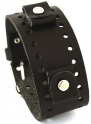 Nemesis #BN-K Black Wide Leather Cuff Wrist Watch Band
