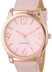 Nine West Women's NW/1158PKRG Round Rose Gold-Tone Pink Strap Watch