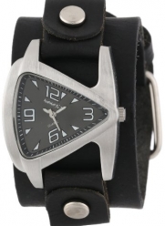 Nemesis Women's GB024K Signature Stainless Steel Triangle Shaped Leather Cuff Watch