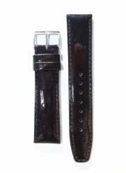 16mm Black Quick-Release Patent Leather Lizard Grain Watchband for Michele Style
