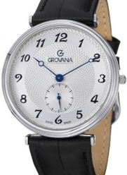 Grovana Silver Arabic Dial Black Leather Small Seconds Mens Watch 1276-5532