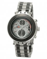 DFactory Men's DFU011CNC Black Label Silver Dial Bracelet Chronograph Watch