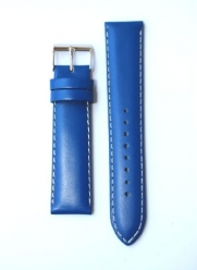 20mm Blue Matte Finish Coach Style Leather Watchband