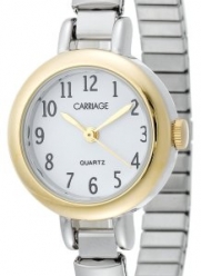Carriage Women's C56291 Glod-Tone Round Case White Dial Small Two-Tone Stainless Steel Expansion Band Watch