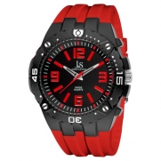 Joshua & Sons Men's JS-36-BK Bold Swiss Quartz Red Silicone Strap Watch