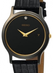 Seiko Men's SKP333 Dress Black Leather Strap Watch