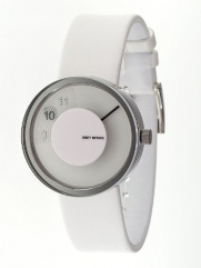 Issey Miyake Vue Yves Behar Watch Leather (White Dial; Leather White Band)