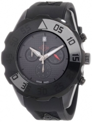 GV2 by Gevril Men's 3005R Parachute Black PVD Chronograph Rubber Date Watch