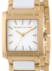 Kenneth Jay Lane Women's KJLANE-1607 900 Series White Dial Gold Ion-Plated Stainless Steel and White Resin Watch