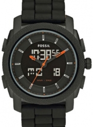 Fossil FS4628 Machine Silicone Watch, Black with Orange