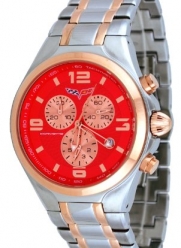 Corvette #CR299-IPR Men's Rose Gold Two Tone Swiss Chronograph Red Dial Watch