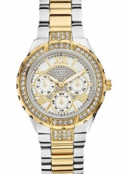 GUESS Women's Gold and Silver-Tone Sparkling Multifunction Mixed-Metal Watch