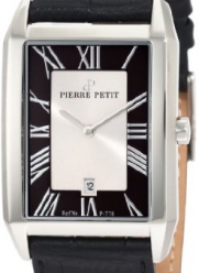 Pierre Petit Men's P-778A Serie Paris Rectangular Black Leather Date Watch