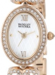 Badgley Mischka Women's BA/1304WMGB Swarovski Crystal Accented Oval Gold-Tone Bracelet Watch