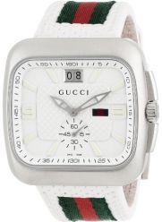 Gucci Men's YA131303 Gucci Coupé White Leather Strap Watch