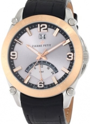 Pierre Petit Men's P-806B Serie Le Mans Rose-Gold PVD Bezel Dual-Time GMT Leather Watch