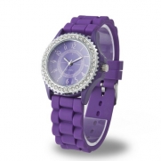 YKS Purple Luxury Stylish Classic Gel Silicone Crystal Men Lady Jelly Watch
