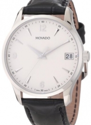 Movado Men's 0606569 Circa Black Crocodile-Embossed Leather Strap Watch