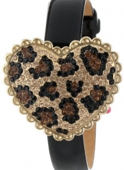 Betsey Johnson Women's BJ00201-01 Analog Pave Leopard Pattern Heart Cover Watch