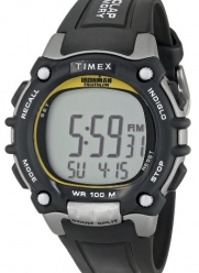 Timex Men's T5E231 Ironman Traditional 100-Lap Silver-Tone/Black Resin Strap Watch