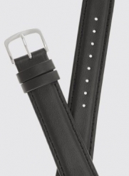 Men's Padded Genuine Leather Watchband Black 16mm Watch Band