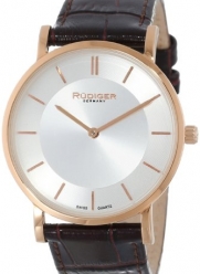 Rudiger Men's R2400-09-001 Kassel Rose Gold Ion-Plated Stainless Steel and Brown Leather Band Watch
