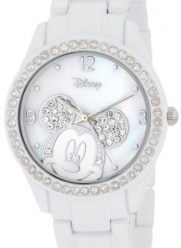 Disney Women's MK2106 Mickey Mouse Rhinestone Accent Spray White Bracelet Watch