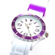 Reflex White and Purple Silcone Strap Unisex Sports Watch SR015