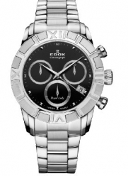 Edox Women's 10406 3 NIN Royal Lady Chronograph Black Dial Steel Watch